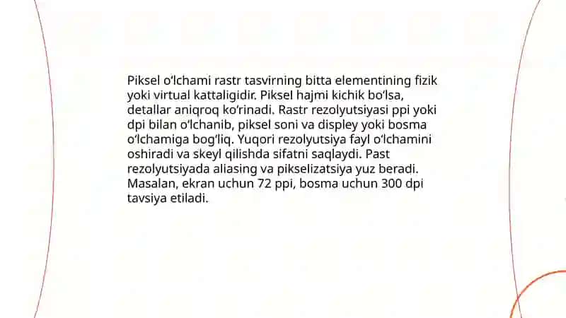 Rastrli va Vektorli maʼlumotlarning xususiyatlari 4