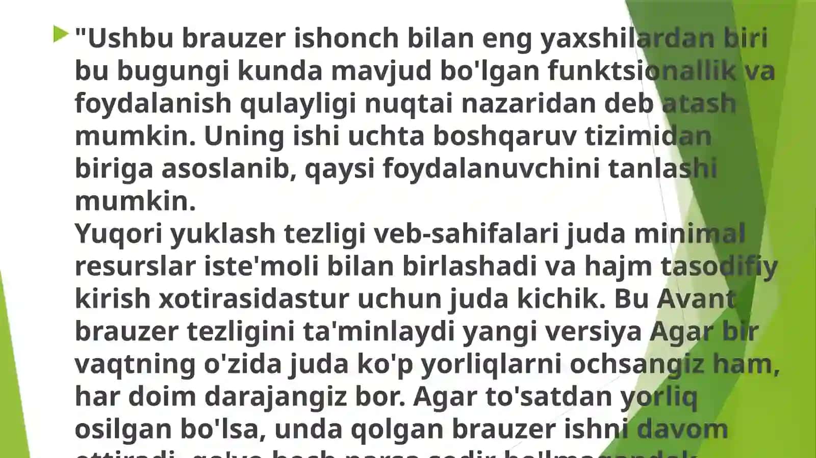 Avant dasturining imkoniyatlari 4