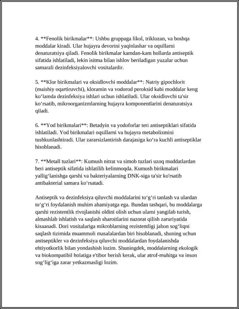 Antiseptik va dezinfeksiya qiluvchi moddalar 4