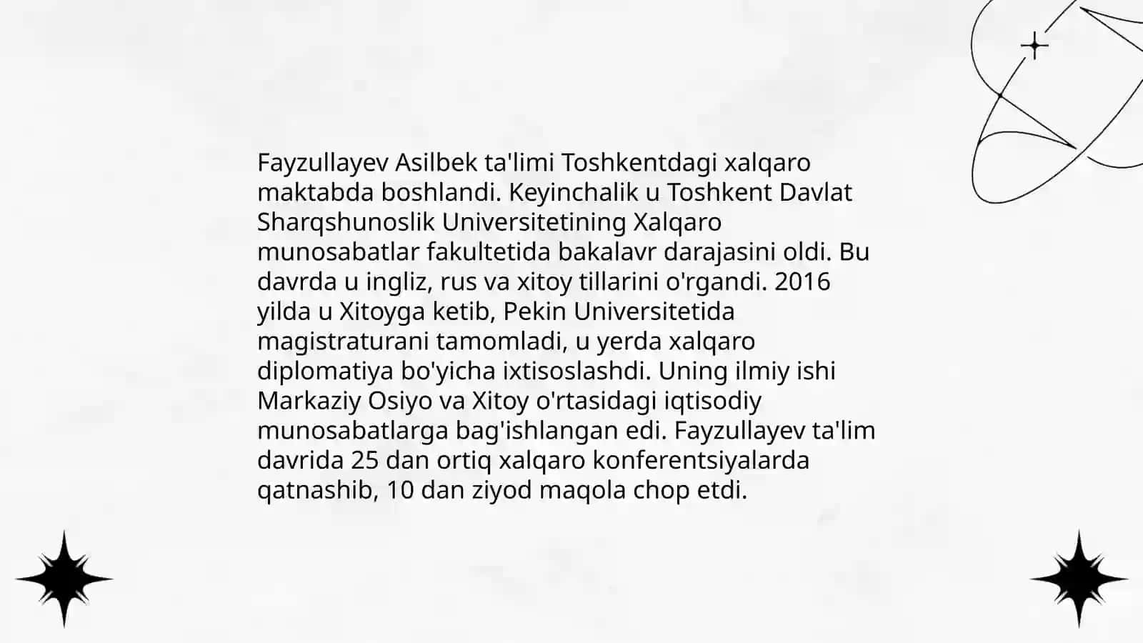 Fayzullayev Asilbekning tarjimai holi 4