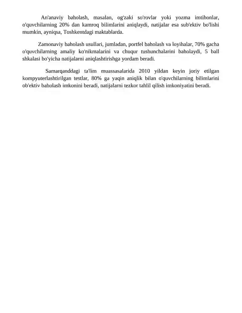 Oʻquvchilar bilimlarini baholash 4