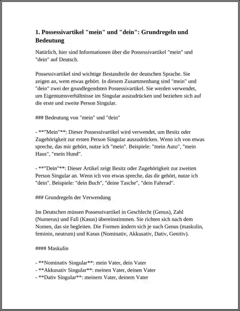Possessivartikel "mein" und "dein" 4