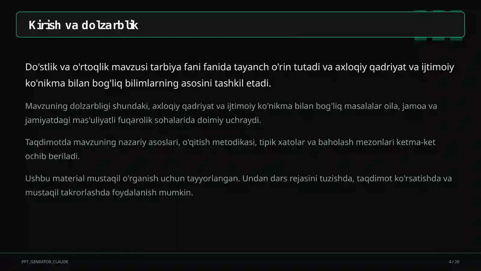 Do'stlik va o'rtoqlik (2-sinf) 4