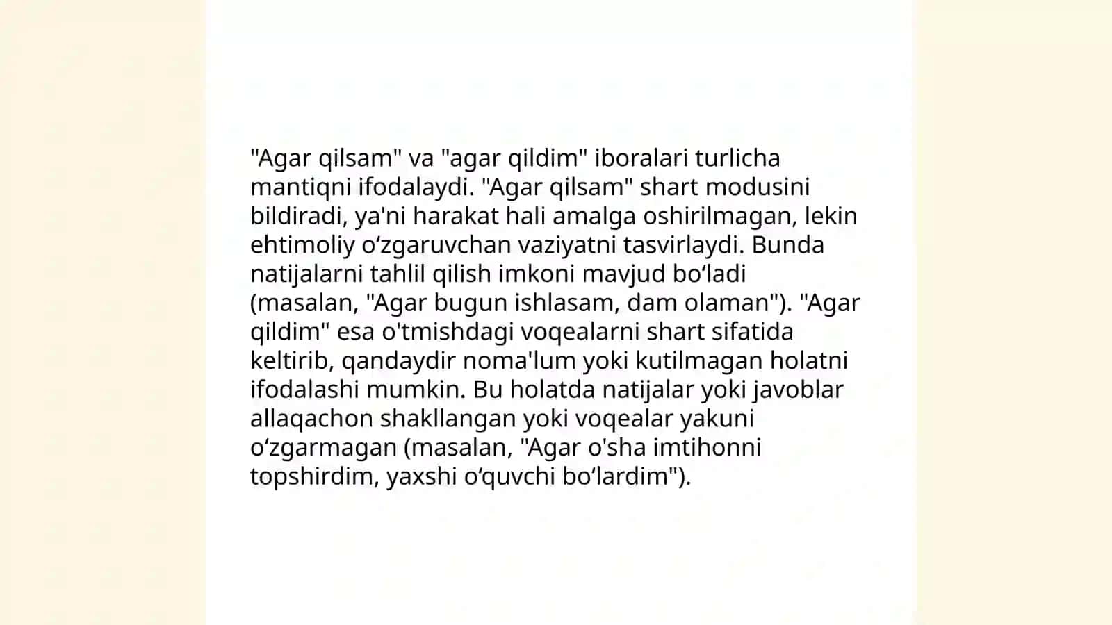 Agar qilsam va agar qildim iboralari 4