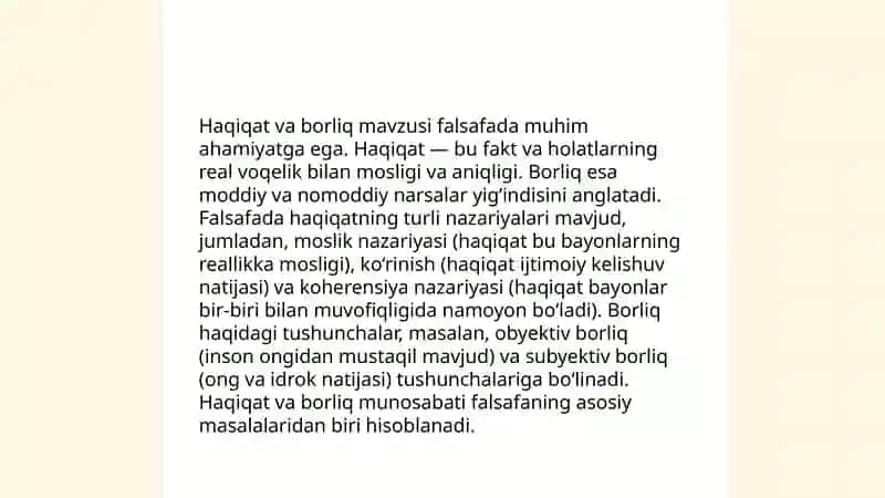 Borliq falsafasi Ontologiya 4