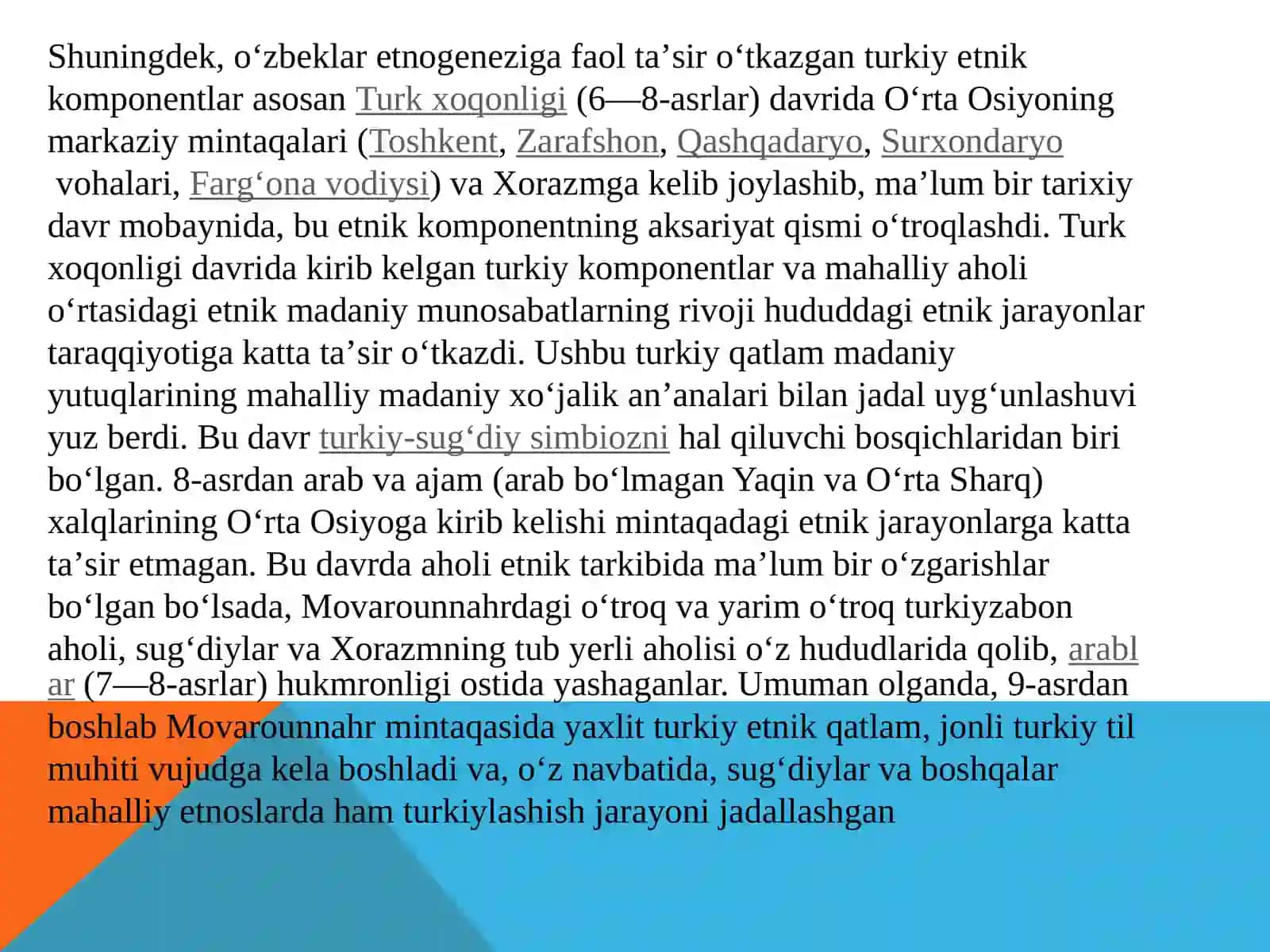 O'zbek etnosining antropologik tipi va u dastlab tarkib topgan zamon va makon. 4
