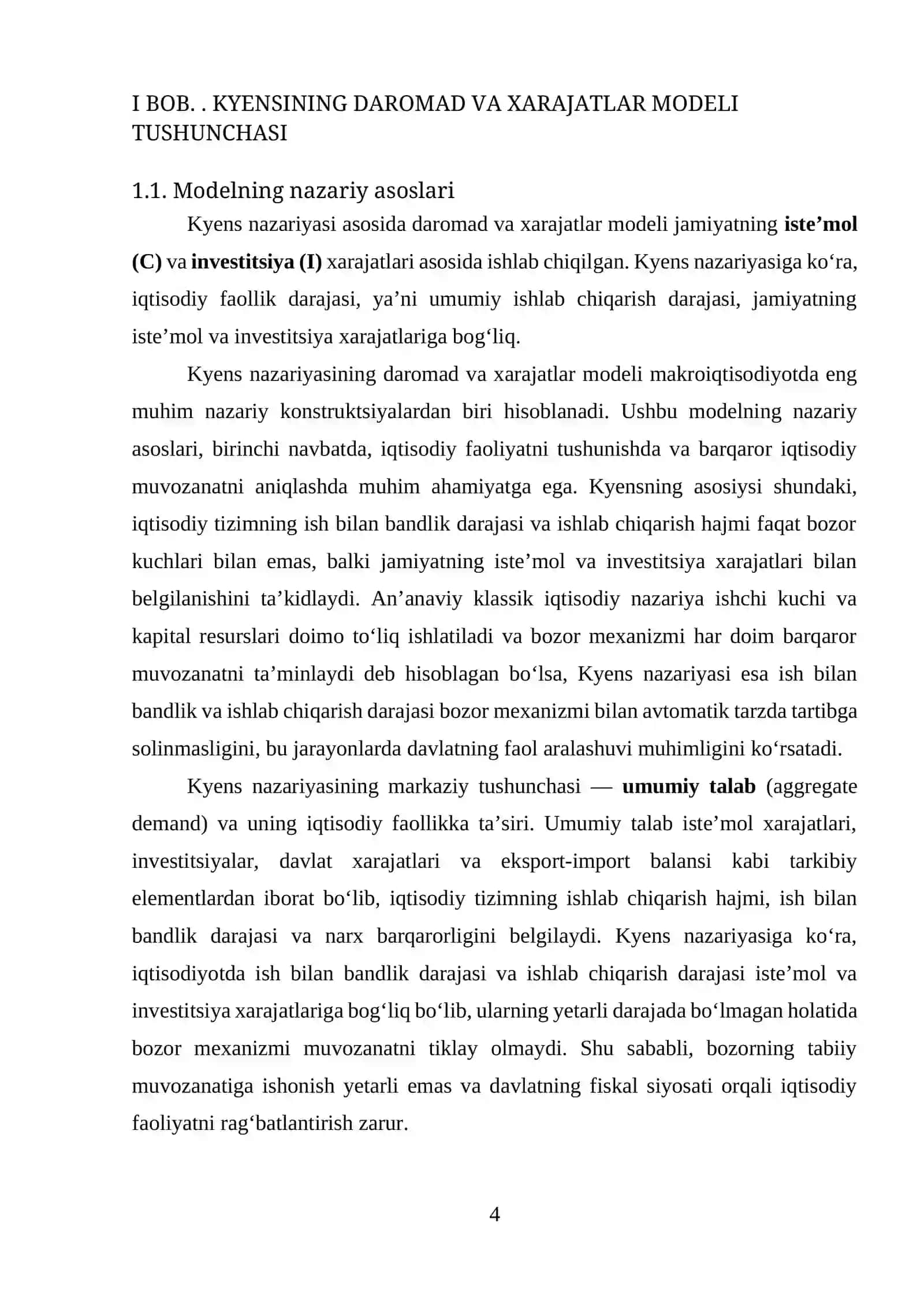 KYENSINING DAROMAD VA XARAJATLAR MODELI 4