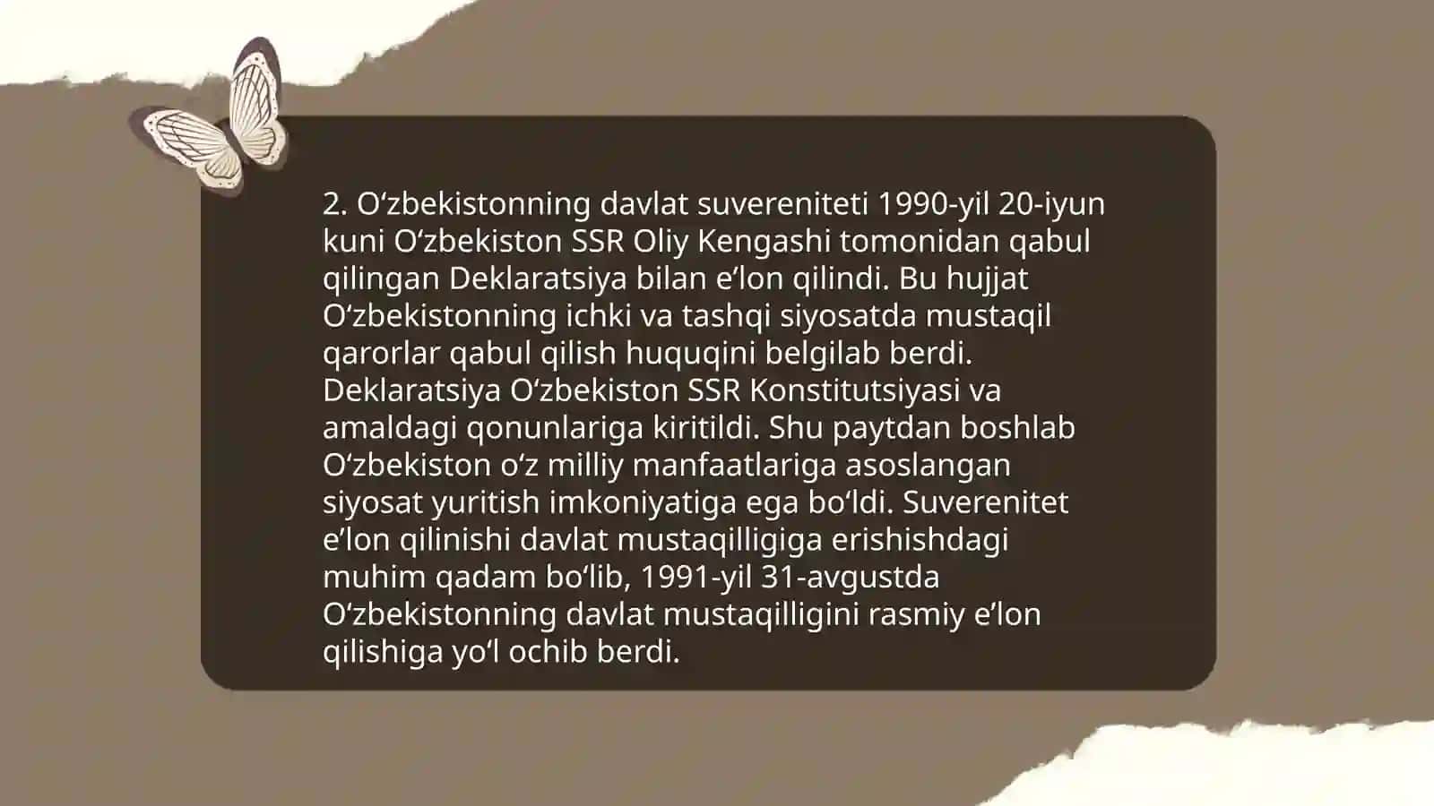 Mustaqil Özbekiston Respublikasi tashkil topishining tarixiy ahamiyati 4