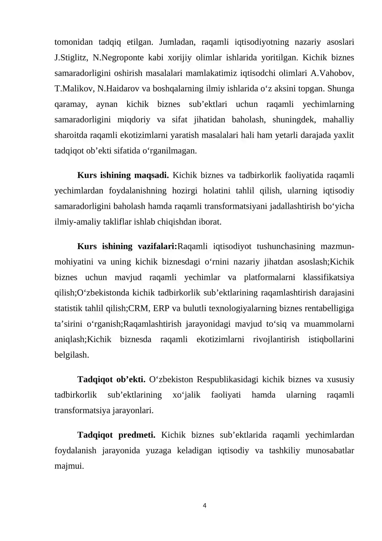 Kichik biznes va tadbirkorlikda raqamli echimlardan foydalanish amaradorligi 4