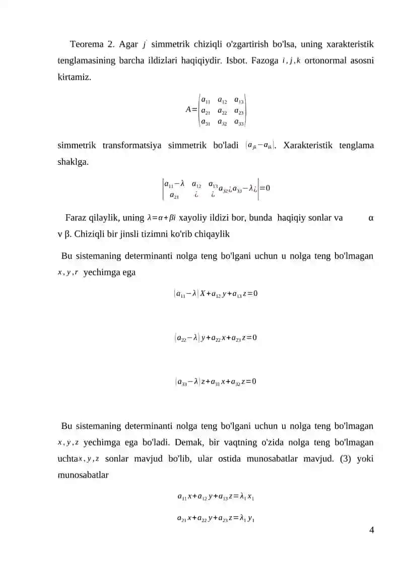Tekislikda va fazoda geometrik figuralar nazariyasiga kirish 4