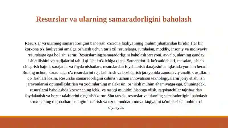 Korxona faoliyatining xususiyatlarini tekshirish 4