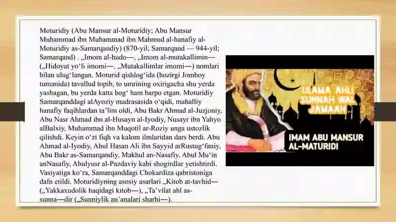 ABU MANSUR AL-MATURIDINING HAYOTI VA IJODI 4