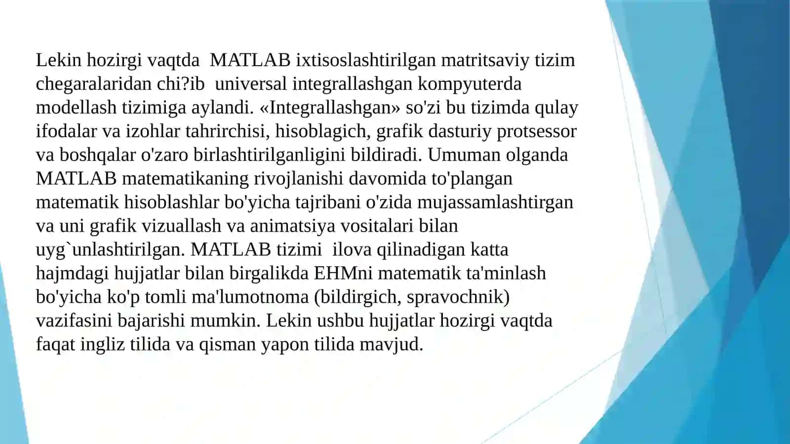 MATLAB Dasturi Imkoniyatlari 4