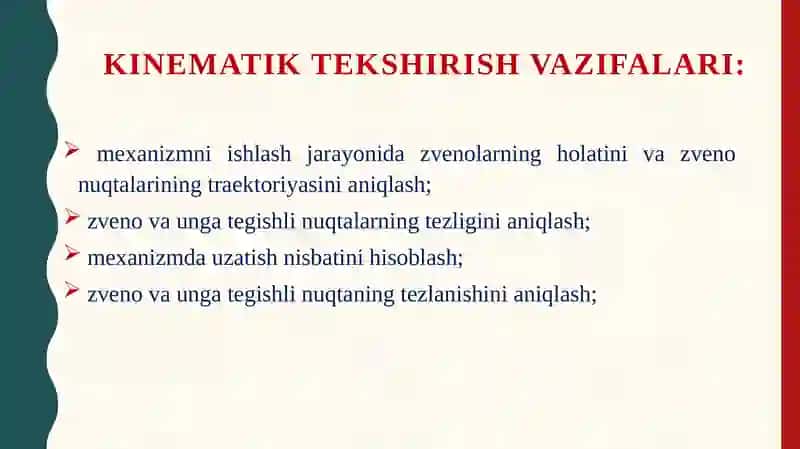 Mexanizmlarni kinematik tekshirish usullari 4
