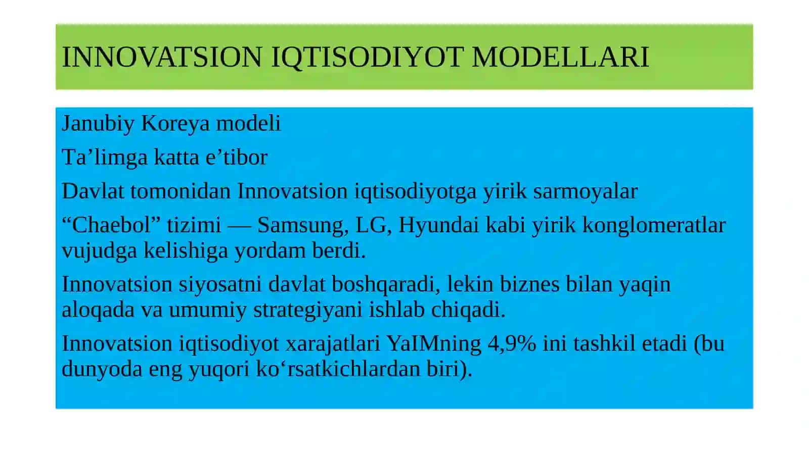 INNOVATSION IQTISODIYOT MODELLARI 4