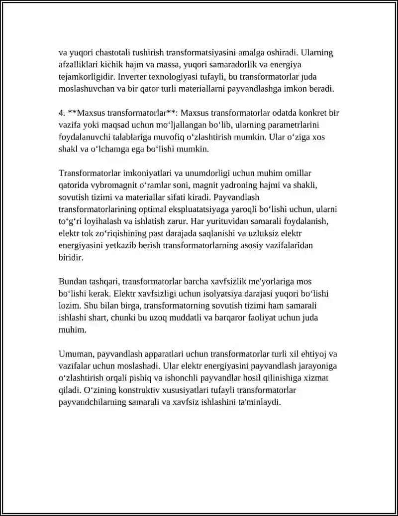 PAYVANDLASH APPARATLARI UCHUN TRANSFORMATOR 4