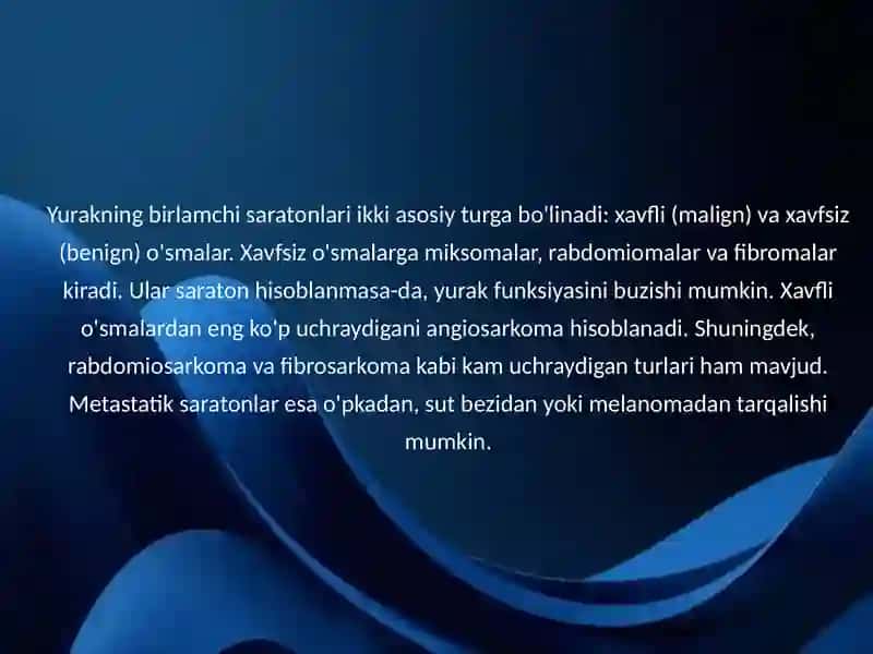Ko'krak qafasi organlari o'smasi: yurak saratoni. 4
