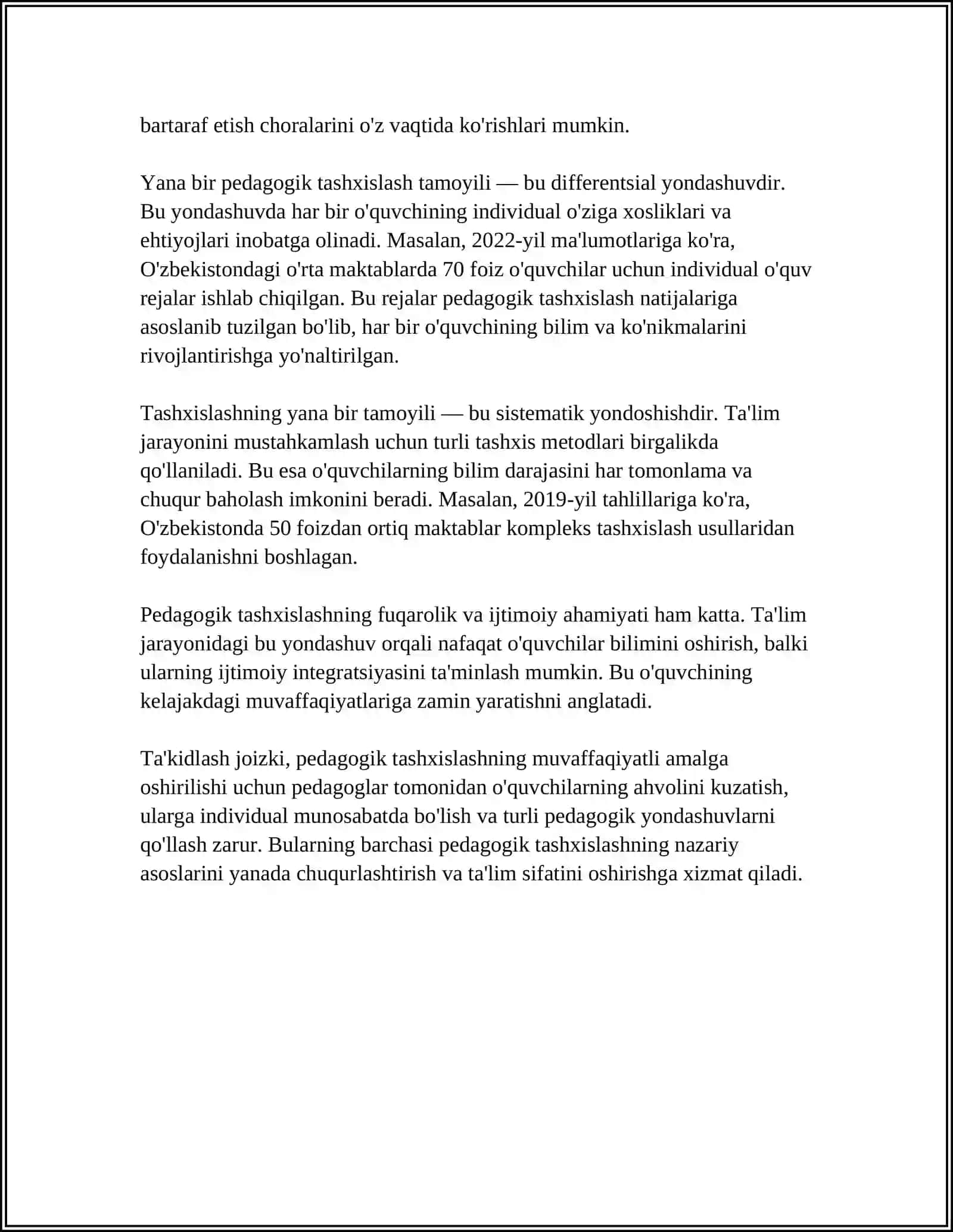 UMUMIY O'RTA TA'LIM MAKTABLARIDA PEDAGOGIK TASHXISLASH 4