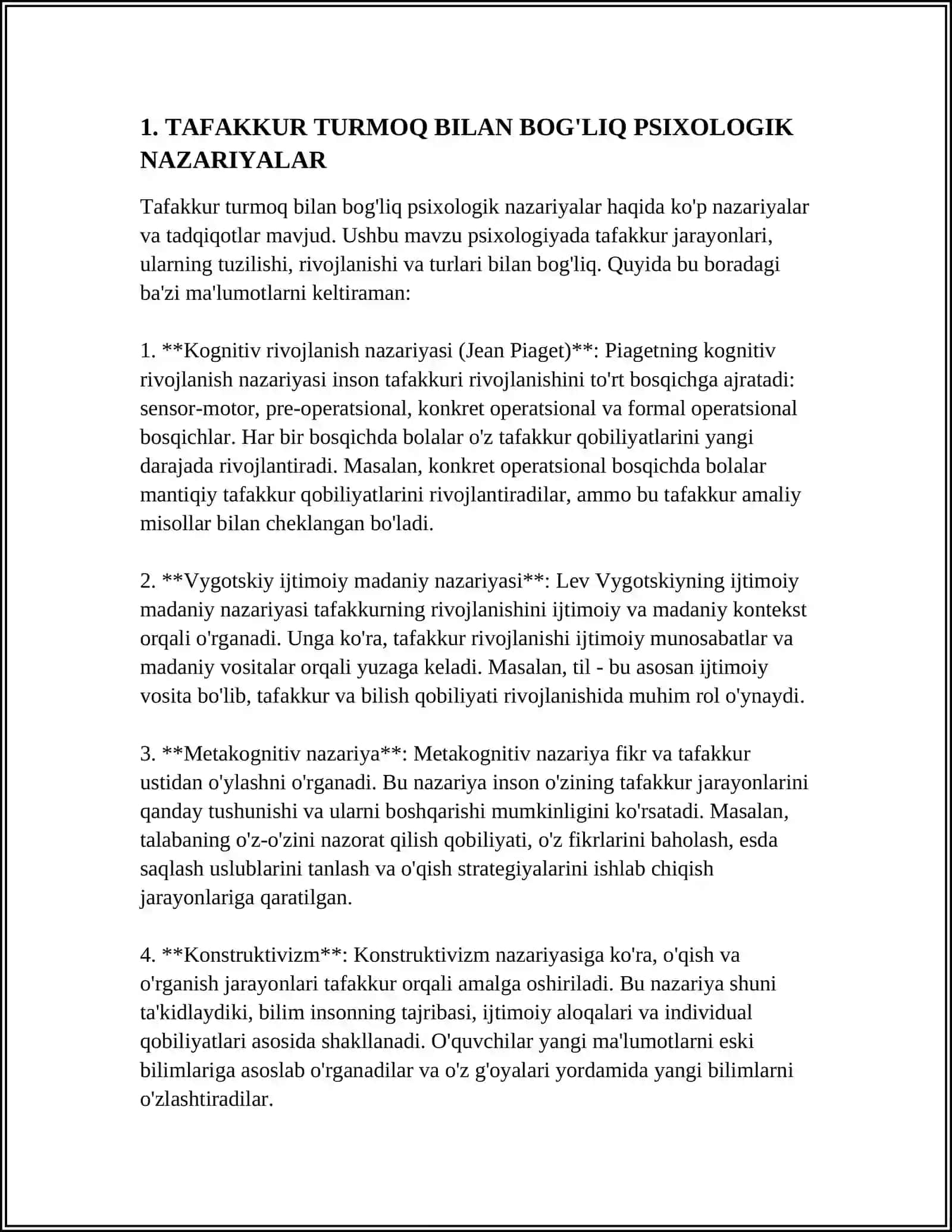 TAFAKKUR BORASIDAGI PSIXOLOGIK NAZARIYALAR 4
