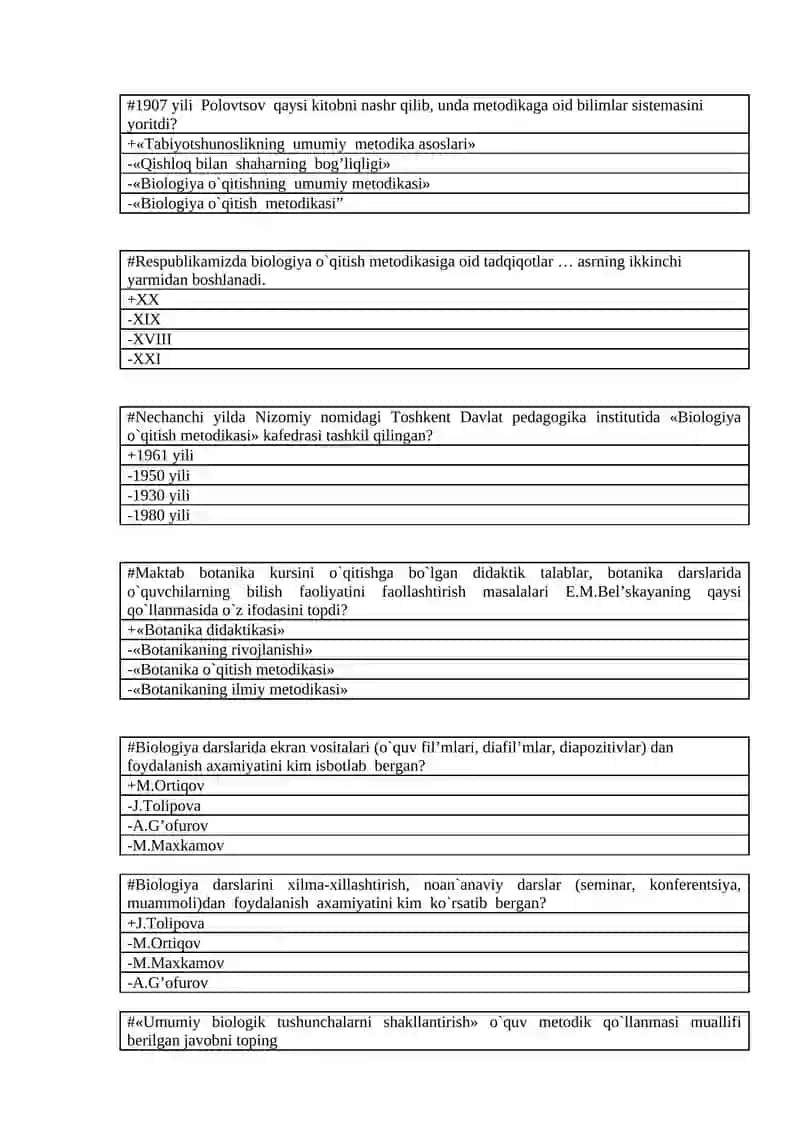 Biologiya o`qitish metodikasi 4
