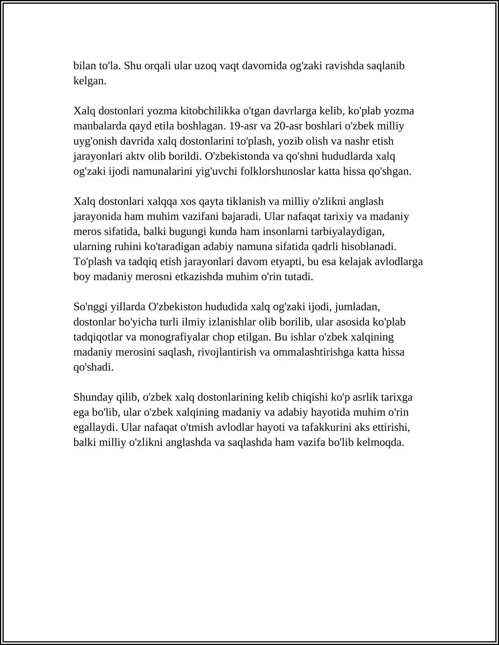 Xalq dostonlarining janr xususiyatlari 4