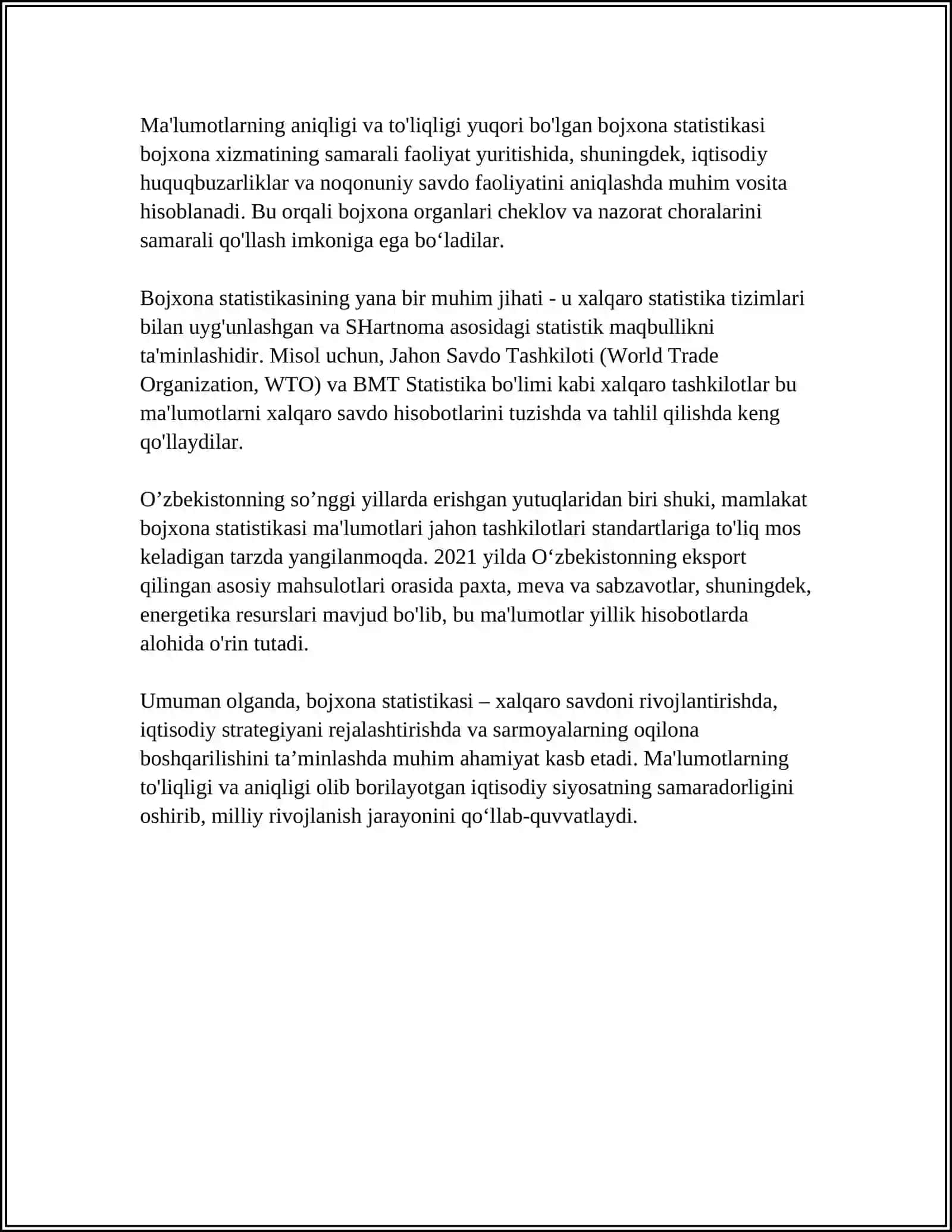 BOJXONA STATISTIKASI 4