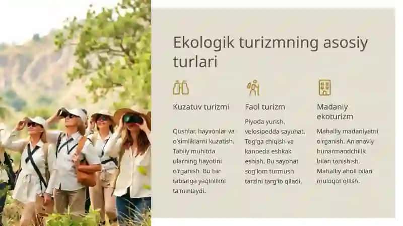 Ekologik turizm turlari va ularning tasnifi 4
