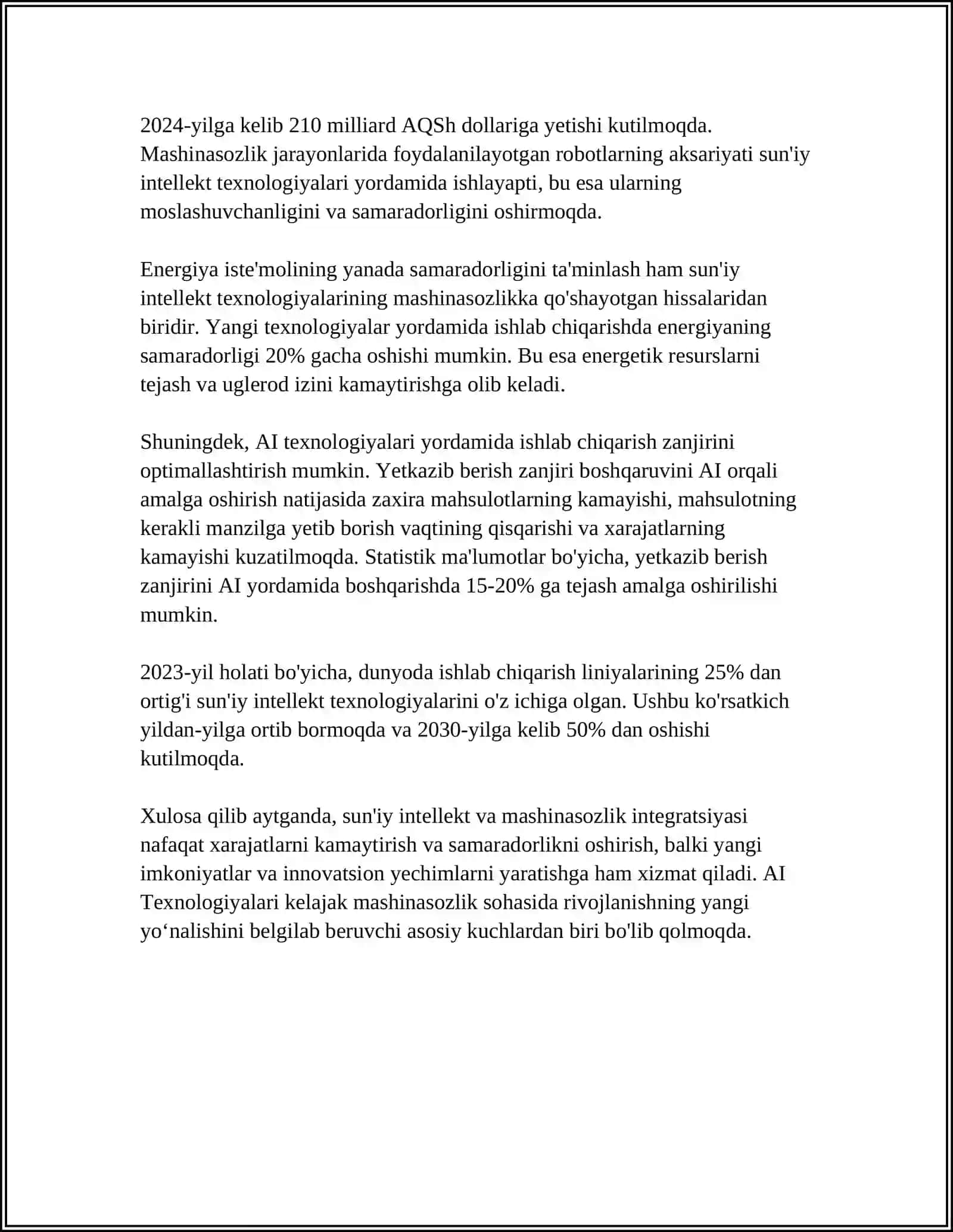 Sun'iy intellekt (AI) va mashinasozlik 4