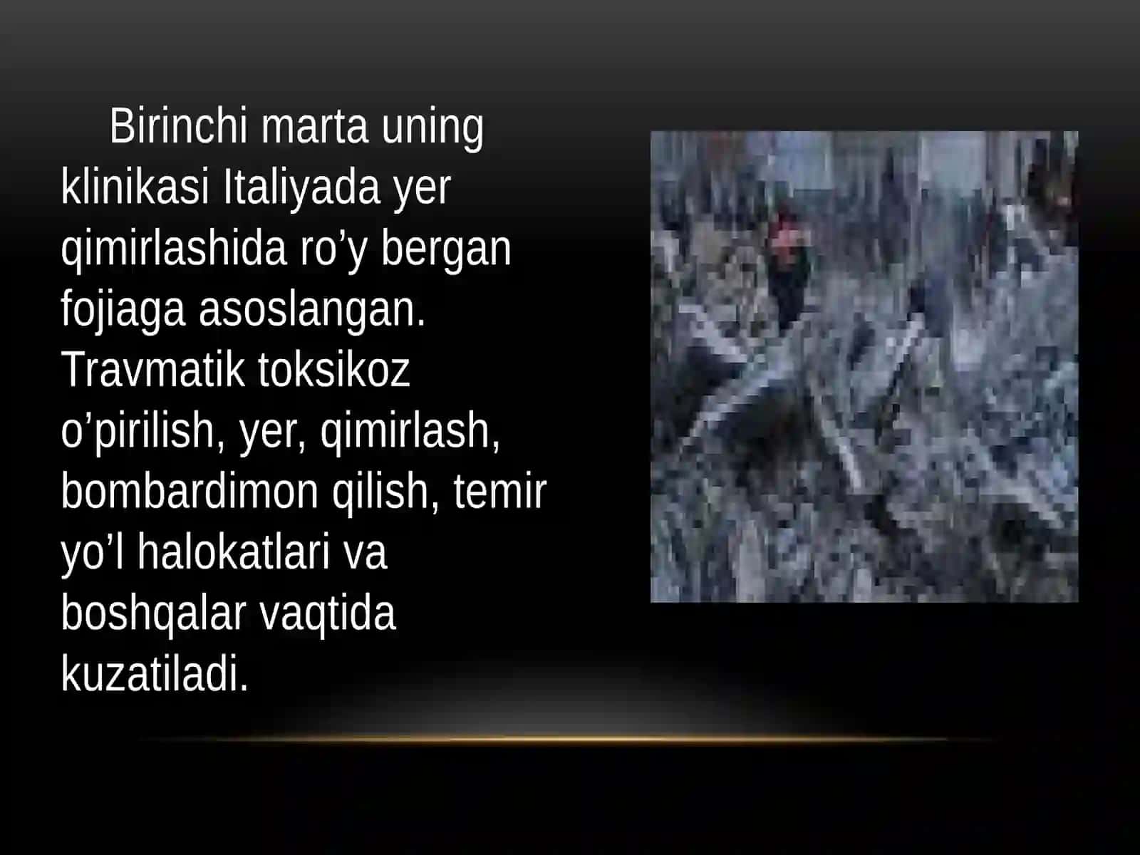TRAVMATIK TOKSIKOZ (TO’QIMALARNING UZOQ EZILISH SINDROMI, KRASH - SINDROMI) 4