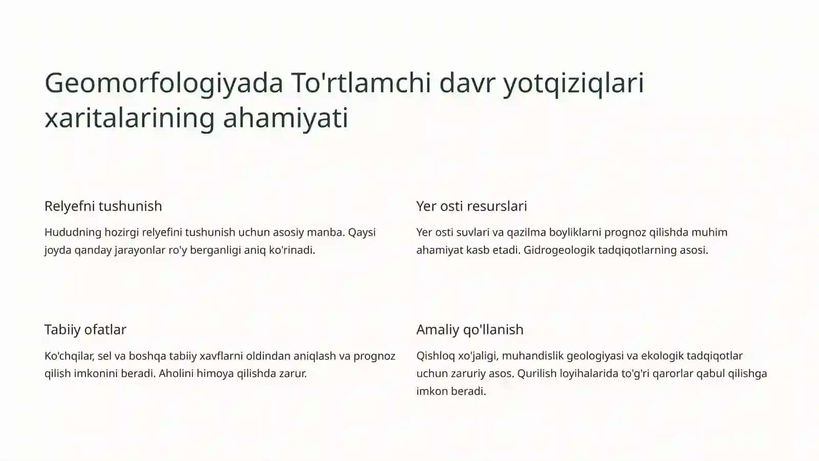 To'rtlamchi davr yotqiziqlari xaritalaribilanishlash 4