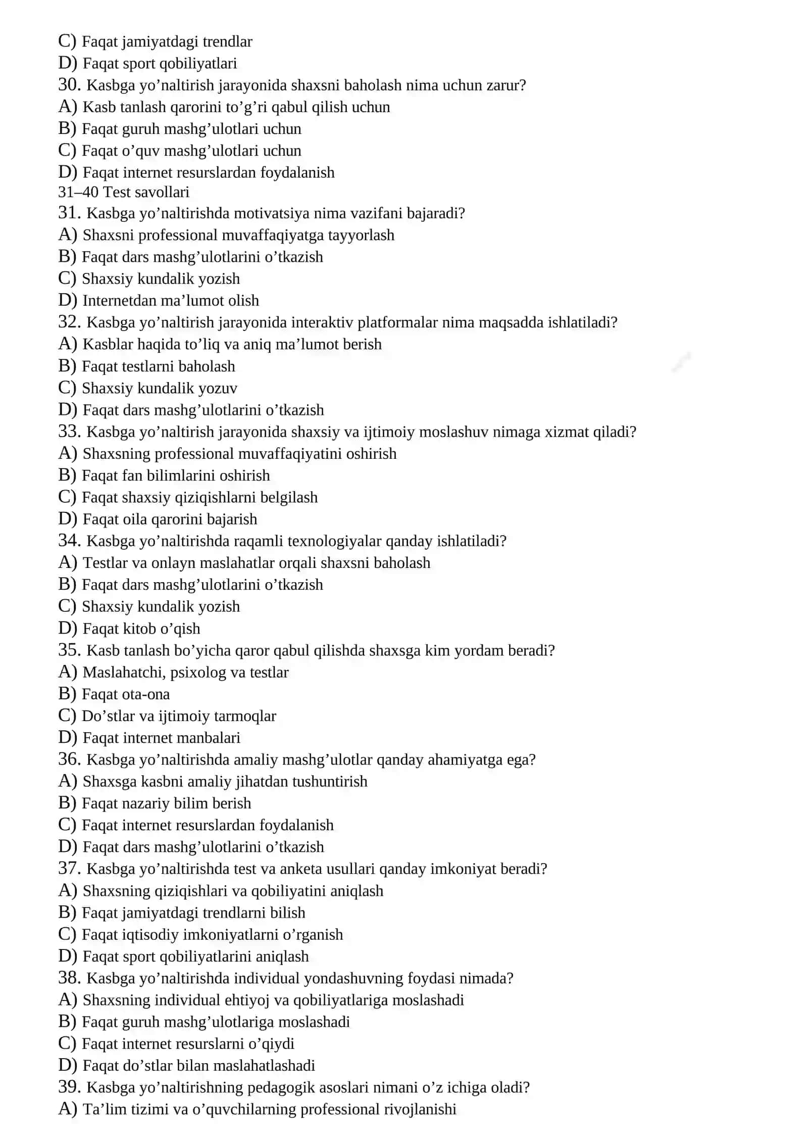 Kasbga yo’naltirish va kasb tanlash asoslari 4