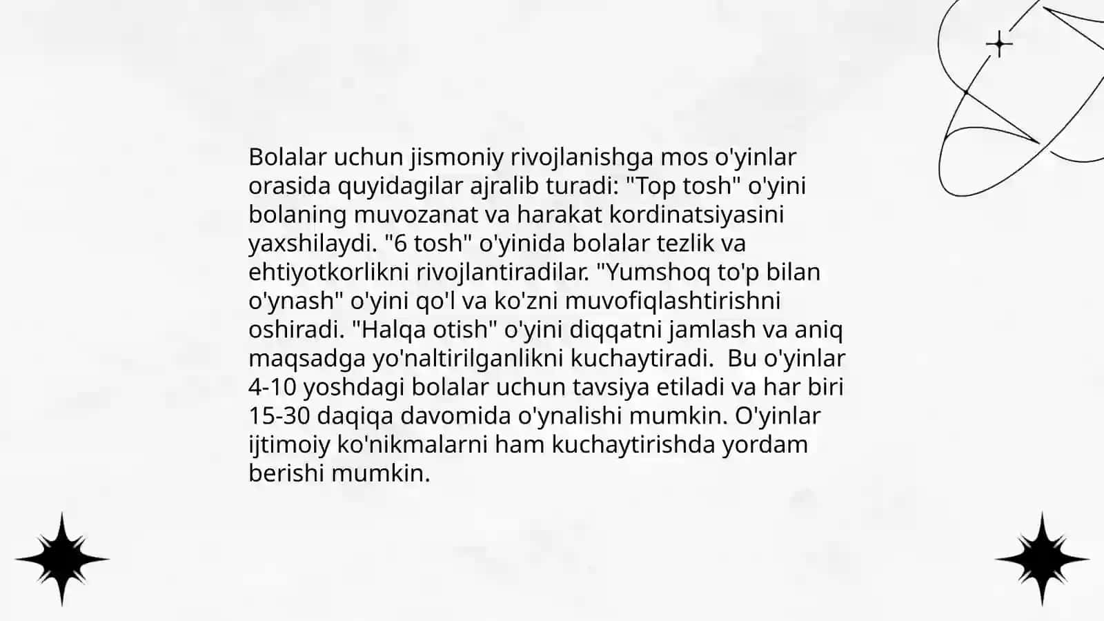 Yoshi bilan mos o‘yin turlari 4