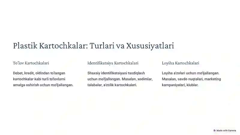 Plastik kartochkalar va terminallar. 4