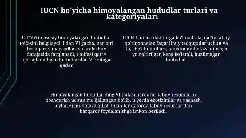 Himoyalangan yerlar turlari va tasnifi 4