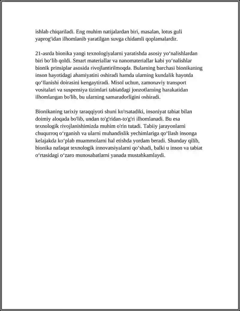 BIONIKA ASOSLARI VA UNI INSON HAYOTIDAGI OʻRNI 4
