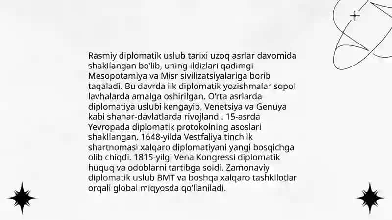 Rasmiy diplomatik uslub va uning xususiyatlari 4