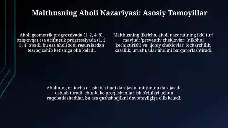 Maltusning nufus nazariyasi va klassik maktab 4