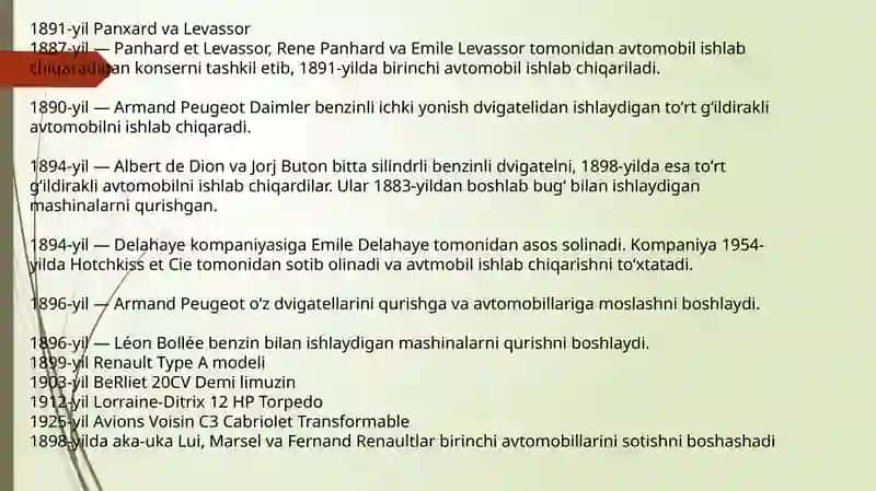 Fransiya avtomobil sanoati Uchun tayyorlagan slayd 4