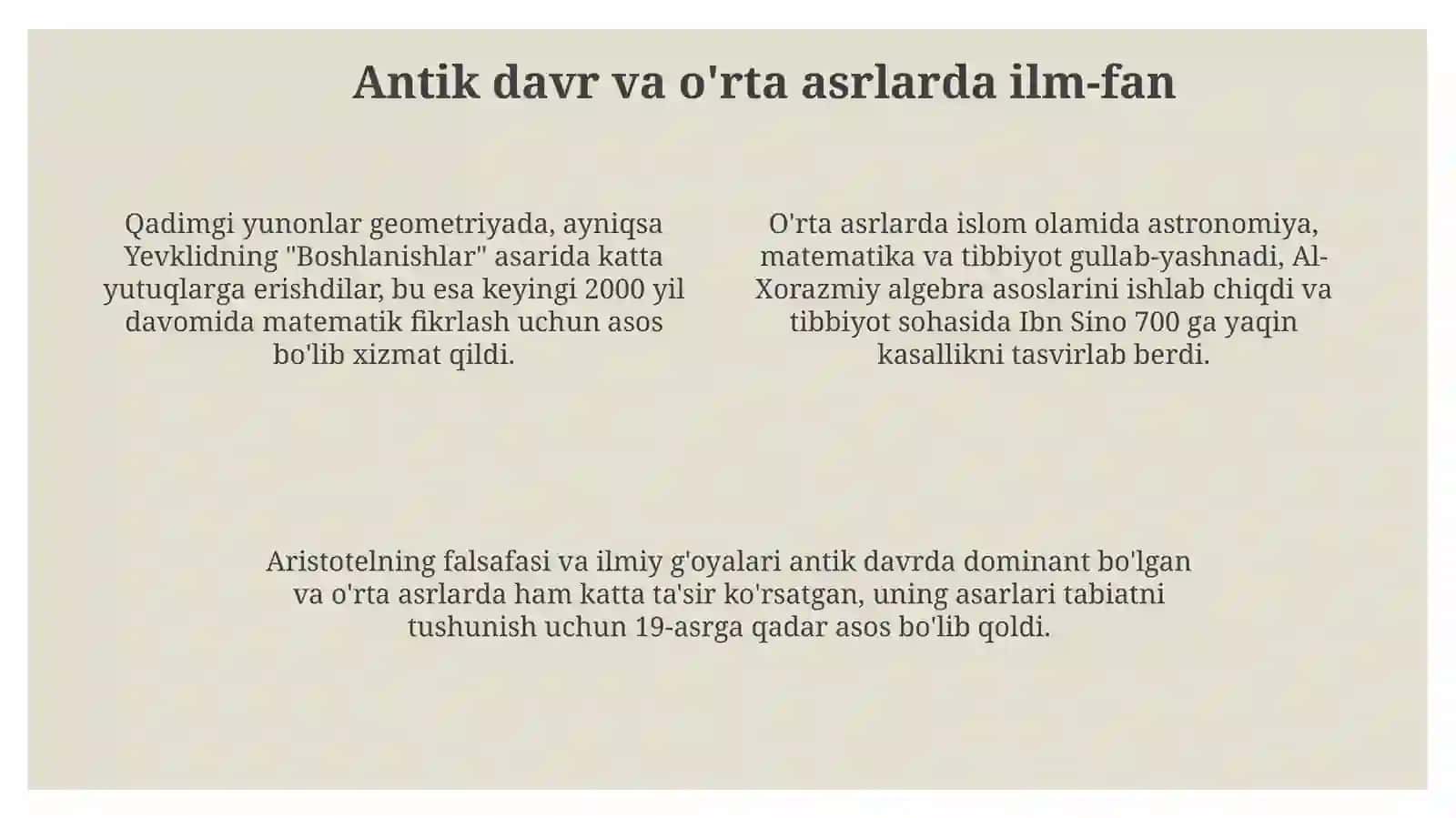Dunyoning ilmiy manzarası va uning evolyutsiyasi 4
