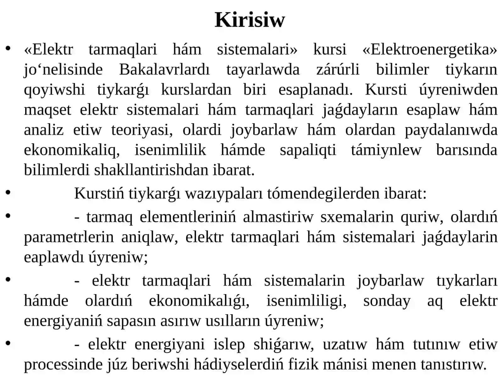 ELEKTR TARMAQLARI HÁMSISTEMALARI 4