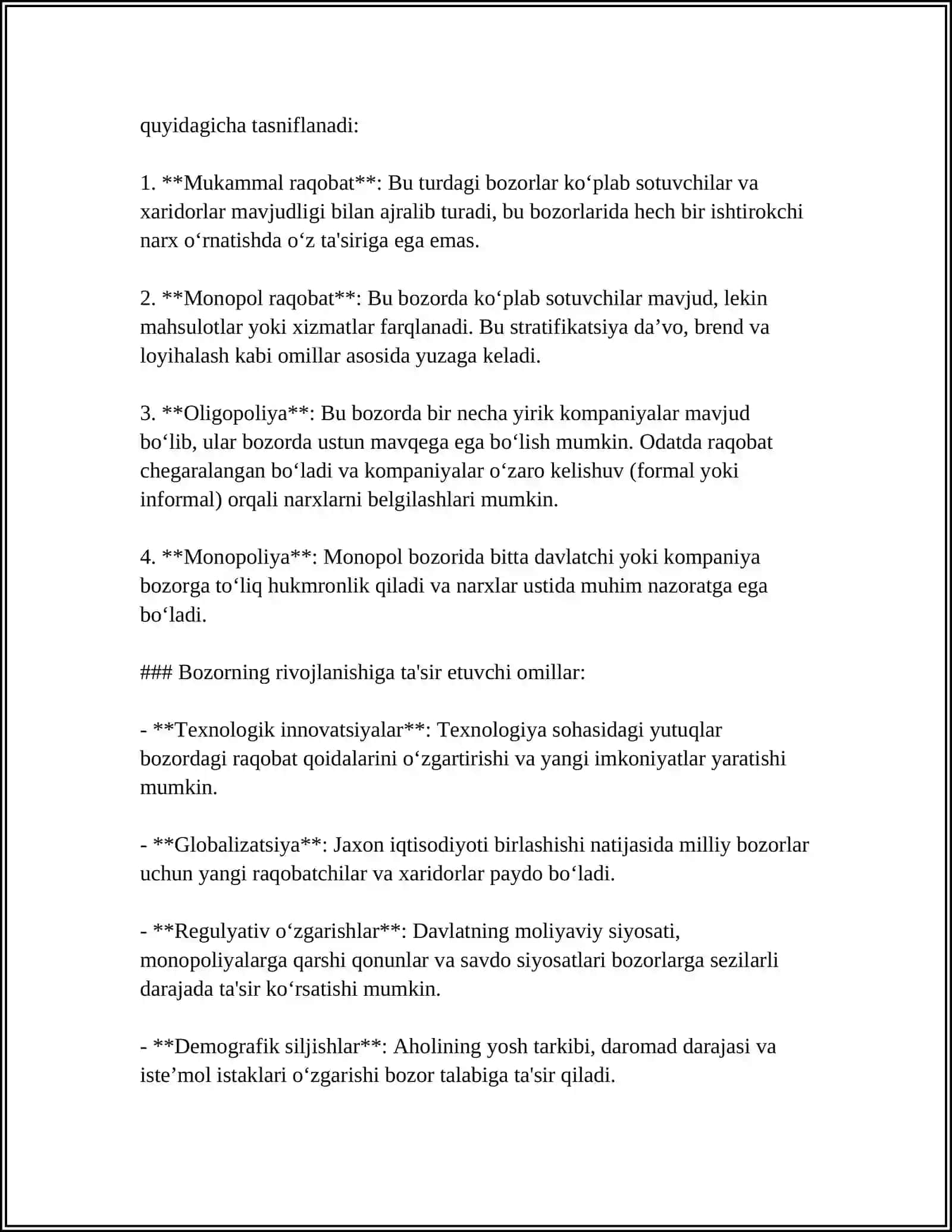 BOZORNING OʻRGIMCHAKSIMON MODELI 4