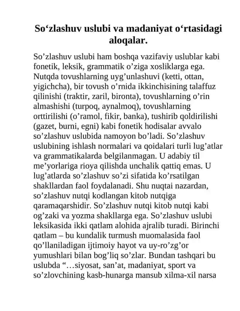 Soʻzlashuv uslubi xususiyatlari 4