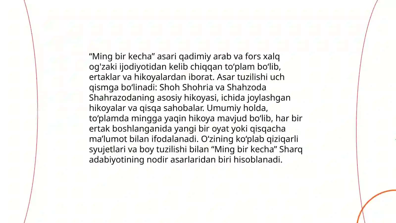 "Ming bir kecha" asarida hikoya qilish san'ati 4