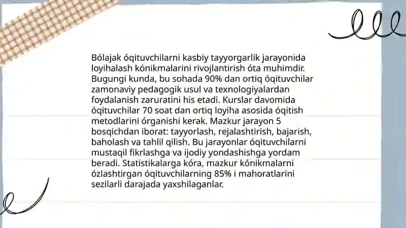 Pedagogik faoliyatni loyihalash kónkmalarini shakillantirish 4