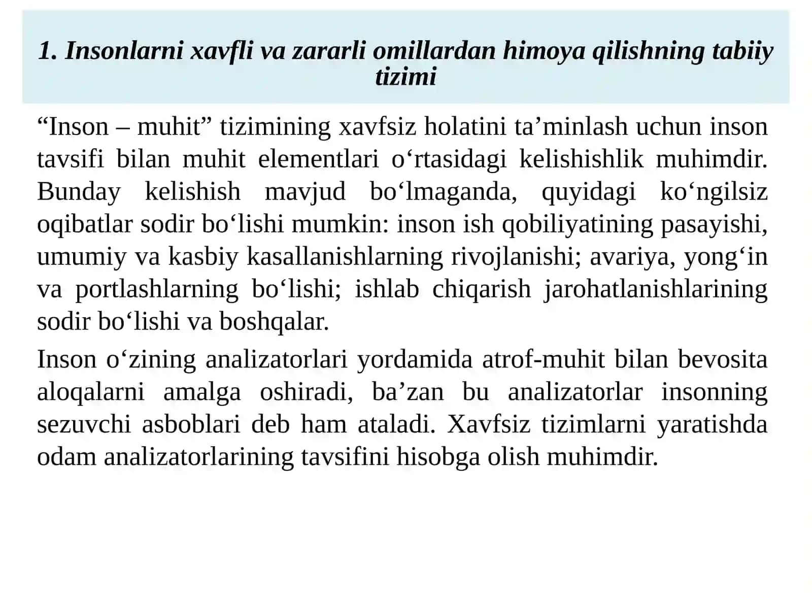 Odam tanasining analizatorlari 4