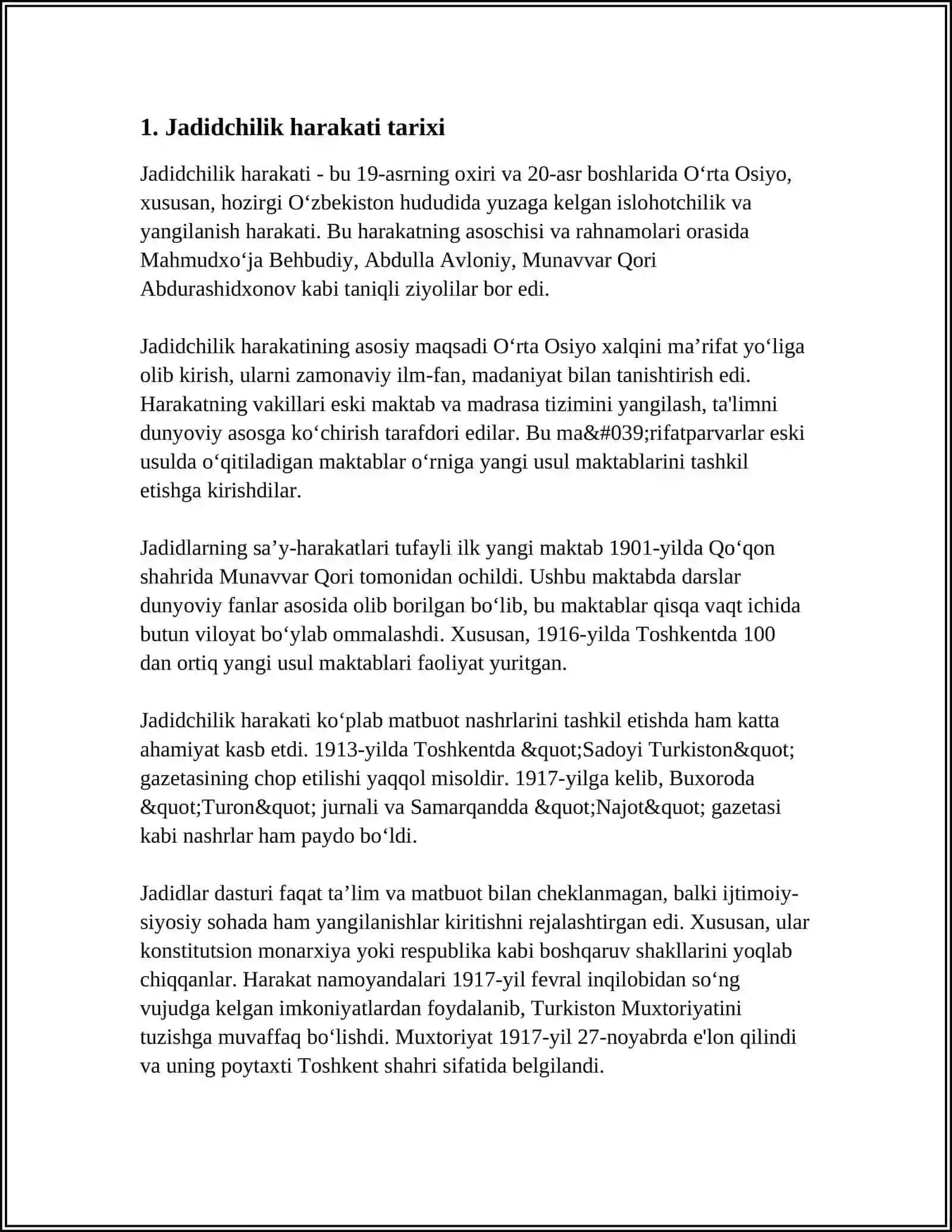 JADID MA'RIFATPARVARLARINING O'LKA IJTIMOIY-MA'NAVIY HAYOTIDA TUTGAN O'RNI 4