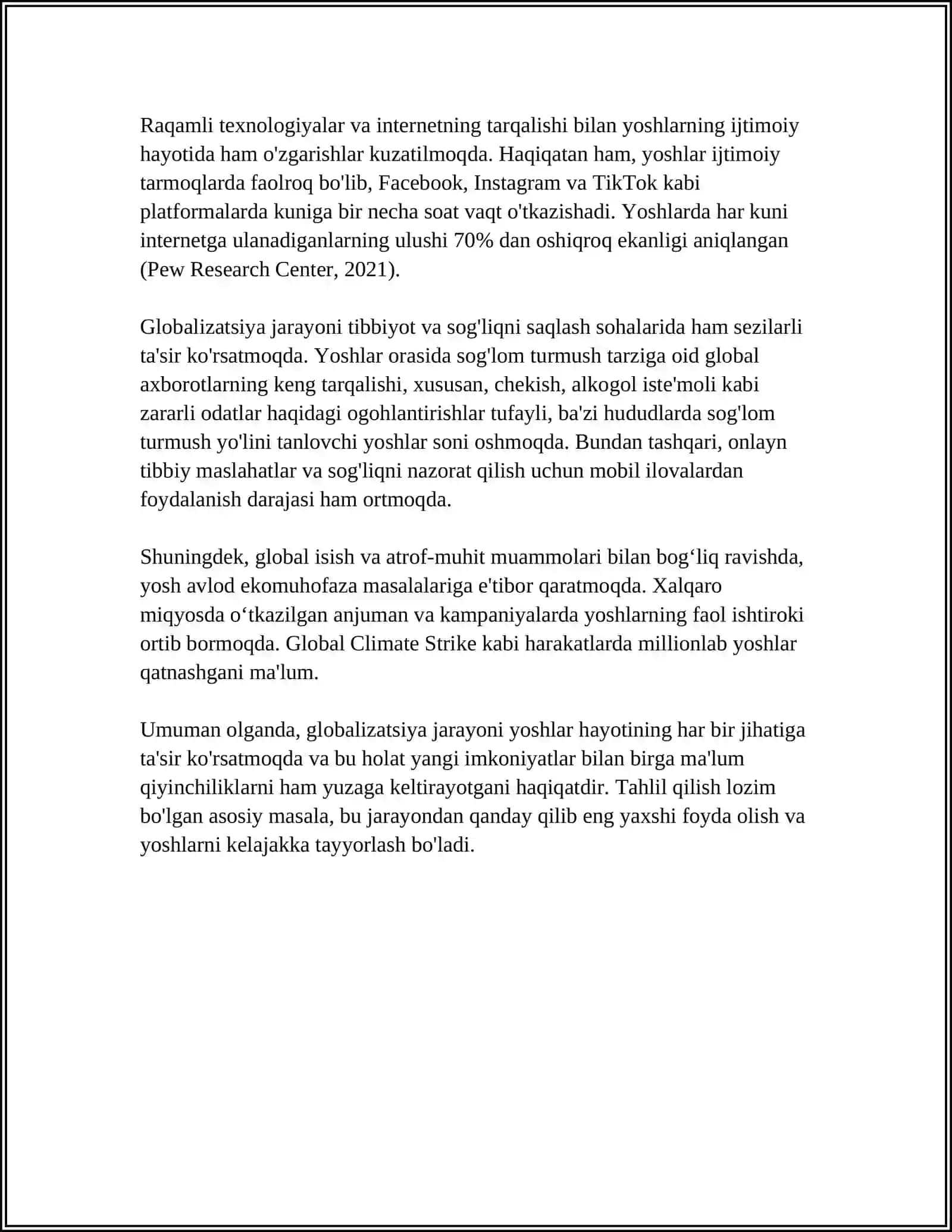 GLOBALLASHUV JARAYONIDA YOSHLAR ONGIGA TAʼSIR ETUVCHI OMILLAR 4