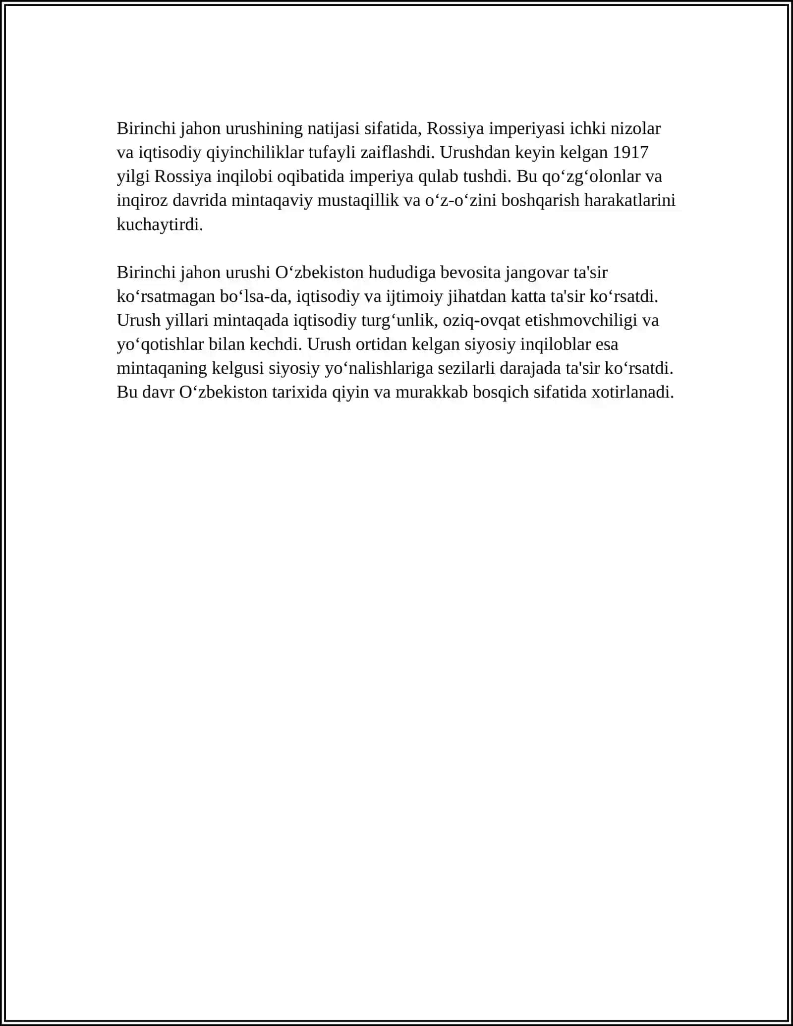 OʻZBEKISTOM 1-JAHON URUSHI HAQIDA 4