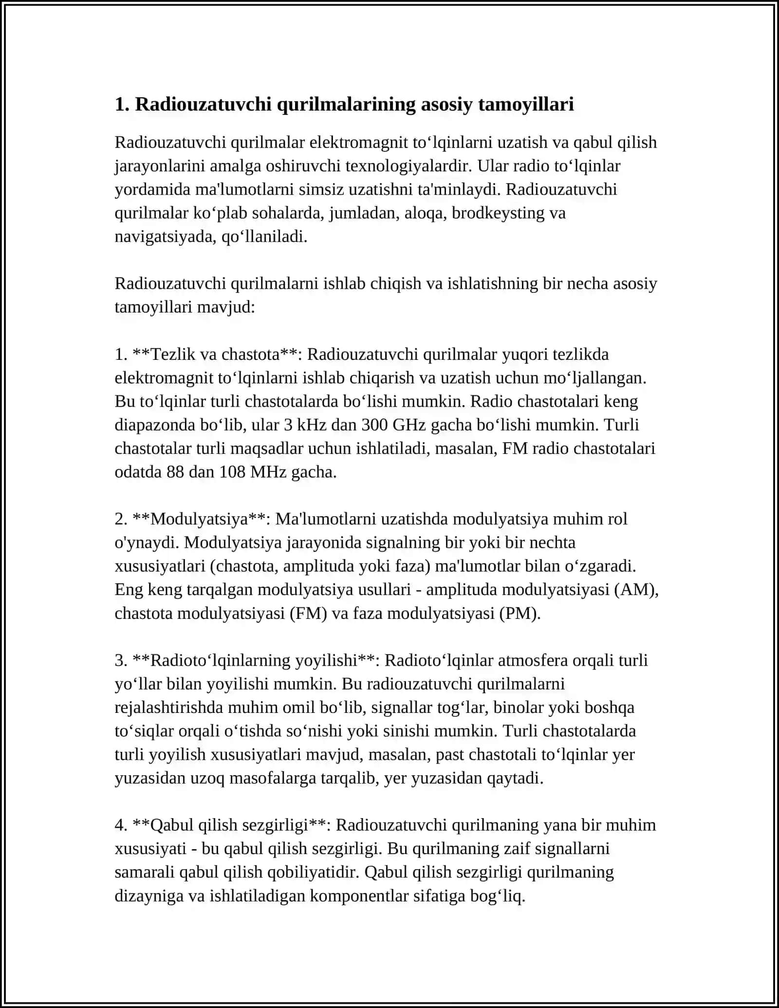 RADIOUZATUVCHI QURULMALARNING ISHLASHI HAQIDA UMUMIY MALUMOT 4