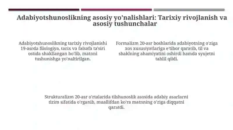 Adabiyotshunoslikning yangi yo'nalishlari 4